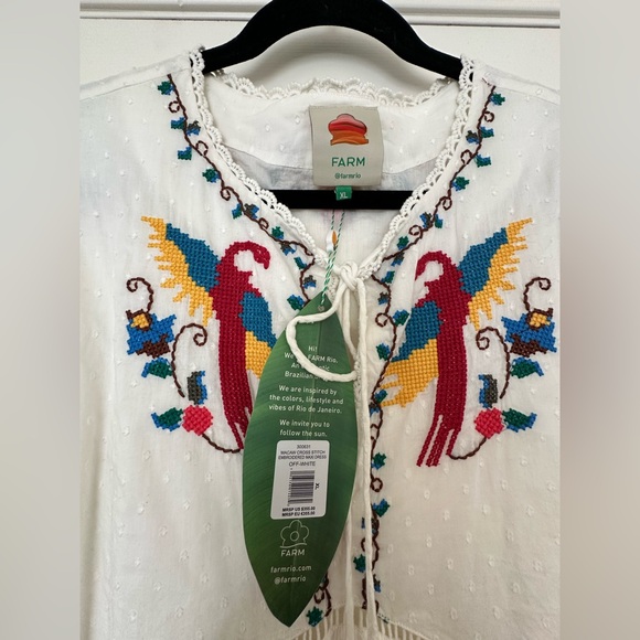 NWT FARM RIO Macaw Cross Stitch Embroidered Maxi Dress with Cutouts - Picture 10 of 16